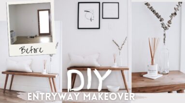 ENTRYWAY MAKEOVER  ON A BUDGET |  DIY Bench and Wall Décor