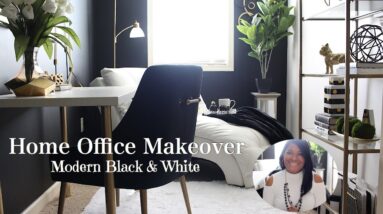 Home Office Makeover Reveal | Loft to Office Transformation | Modern Black & White