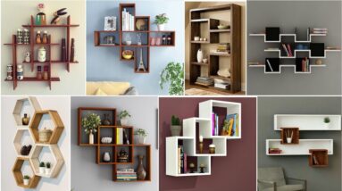 150 Corner wall shelves designs - Wooden floating wall shelf design for living room 2021