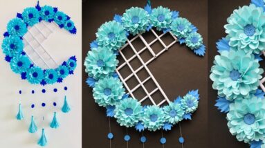 Paper Flower Wall Hanging- Easy Wall Decoration Ideas - Paper craft - DIY Wall Decor