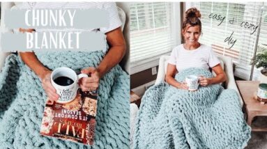 DIY COZY CHUNKY KNIT BLANKET!! | NO SEWING REQUIRED |  Cozy DIY Home Decor and Gift Idea