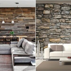 Gorgeous Stone Wall Design For Living Room Interior Decoration | Fancy Stone Wall Cladding Designs