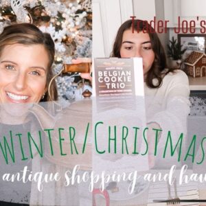 WINTER/CHRISTMAS ANTIQUE SHOP WITH ME AND HAUL | TRADER JOE'S TASTE TEST