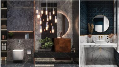 Beautiful bathroom floor and wall tiles design contrasting idea | Contemporary bathroom designs 2024