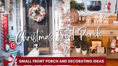 🎄NEW🎄 SMALL CHRISTMAS FRONT PORCH DECORATE WITH ME| Christmas Powder Room and Christmas Decorating